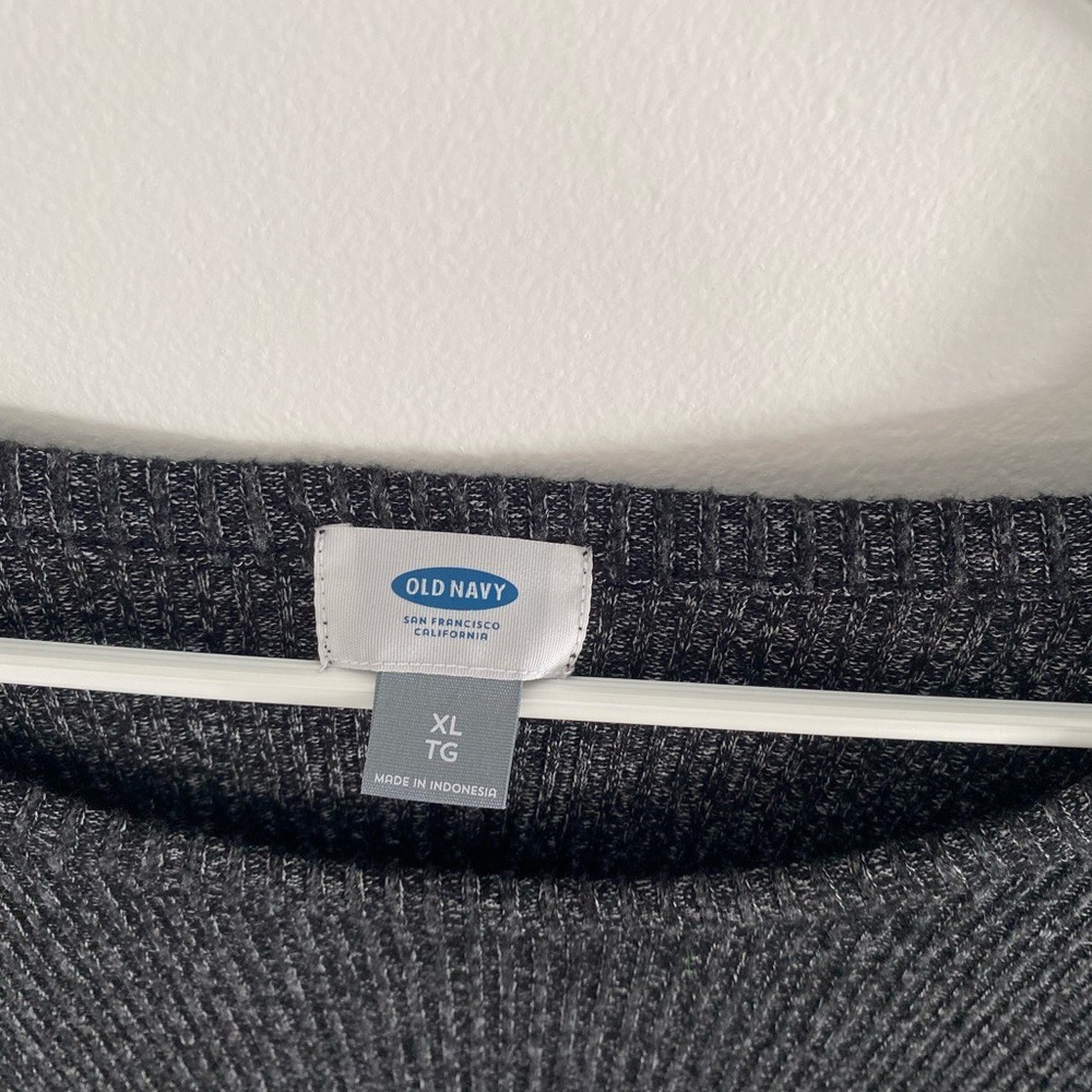 Old Navy Womens XL Charcoal Gray‎ Ribbed Long Sleeve Crew Neck Marl Top - Picture 3 of 4